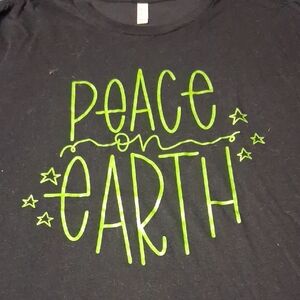 Bella Canvas Black Tee with Green Peace on Earth Design